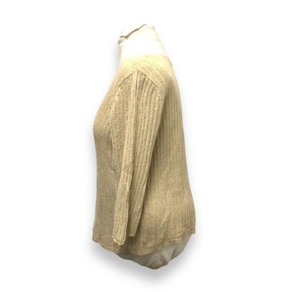 Sigrid Olsen 3/4 Sleeve Scoop Neck 100% Linen Ribbed Knit Sweater, size 1X - Picture 2 of 8